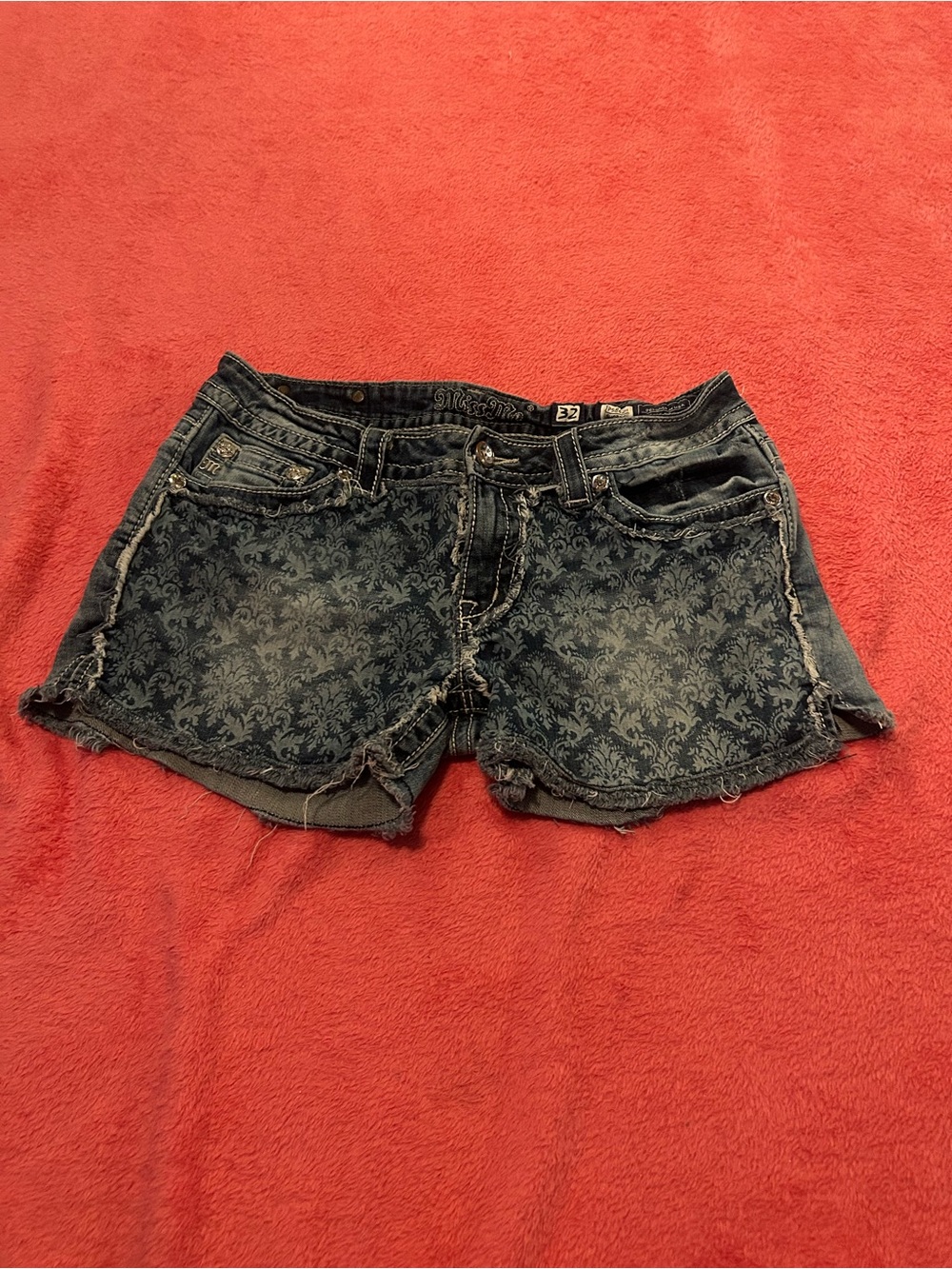 Miss Me Women's Dark Blue Patterned Denim Shorts